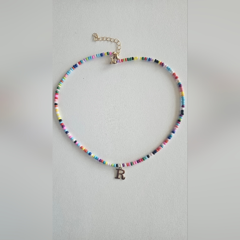 New Colorful initial necklace, R - Picture 2 of 5
